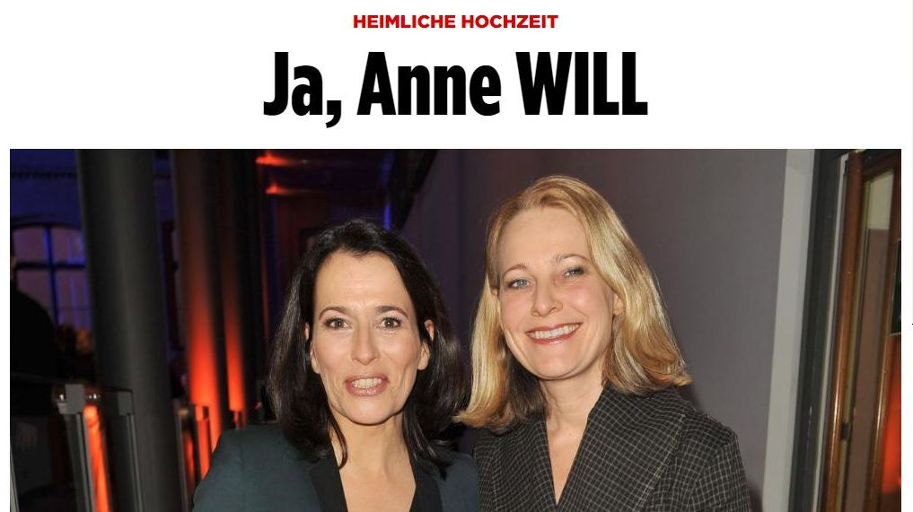 Anne Will Hochzeit
 Homo Ehe Anne Will und Miriam Meckel haben geheiratet