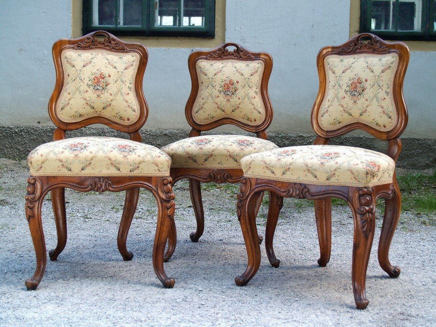 Antike Sessel
 Antike Barockstil Sessel Nussholz Stuhl Set Stühle