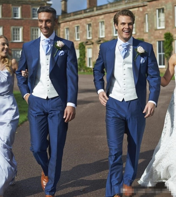 Anzug Blau Hochzeit
 FOLOBE Nach Maß Blau Hochzeit Bräutigam Slim Fit Blau