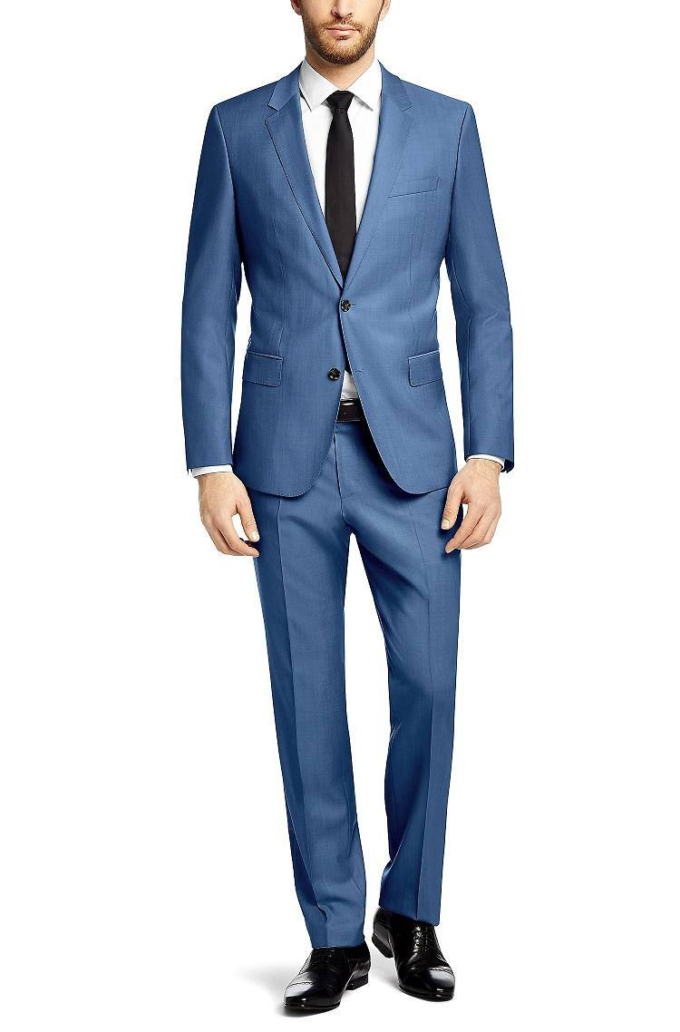 Anzug Blau Hochzeit
 Slim Fit Anzug ´Huge3 Genius2 aus Schurwolle Blau