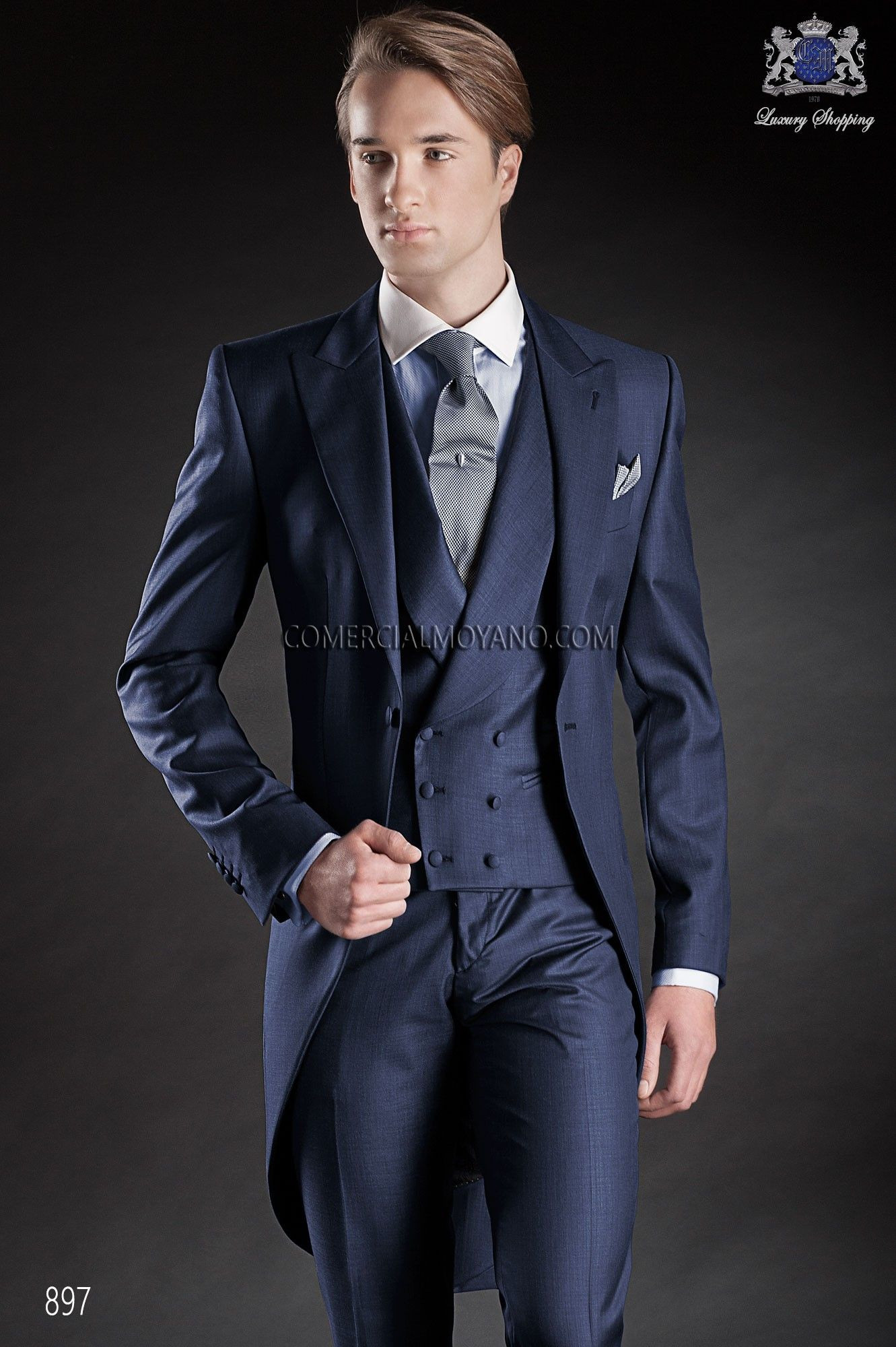 Anzüge Hochzeit
 Italienische Cut unifarbig blau Herren outfits