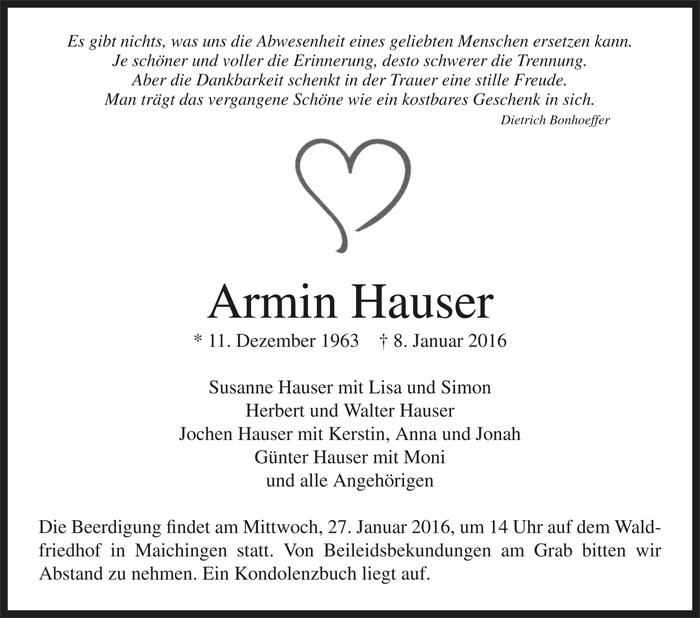 Armin Hauser
 Armin Hauser Gemeinsam Gedenken