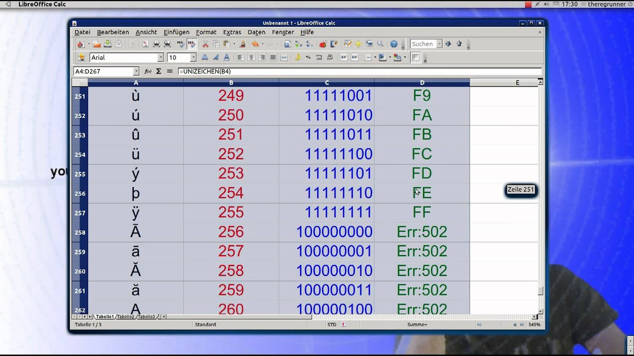 Ascii Tabelle
 Libre fice 3 Calc ASCII Tabelle erstellen