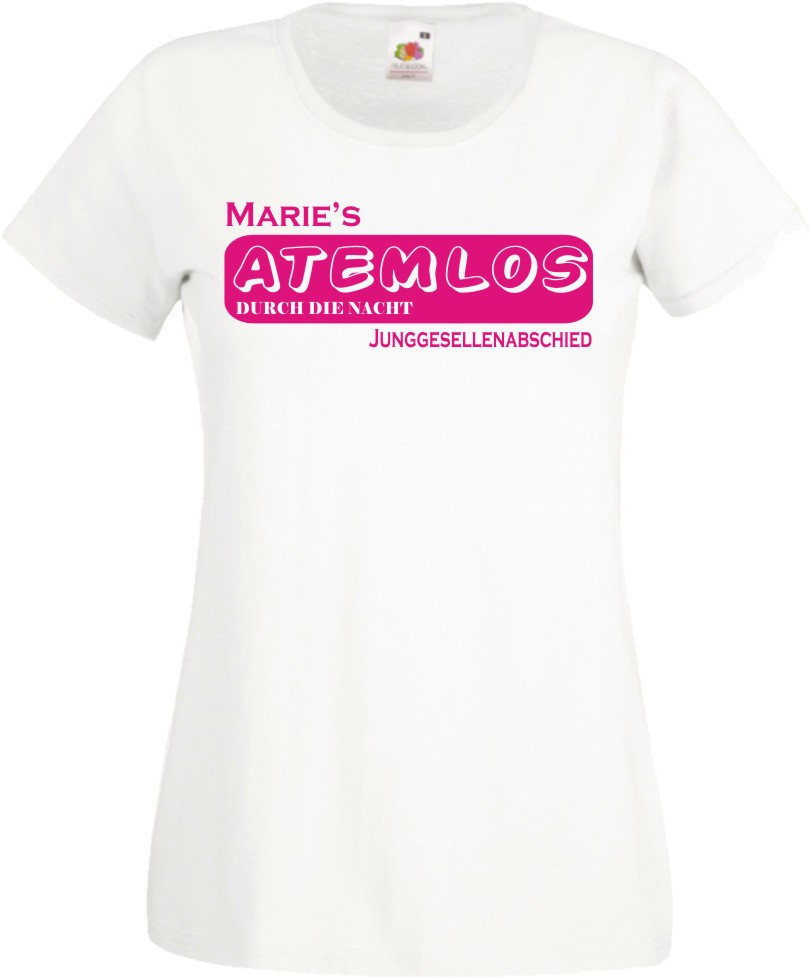 Atemlos Umgedichtet Hochzeit
 ATEMLOS T Shirt Damen mit Wunschname für