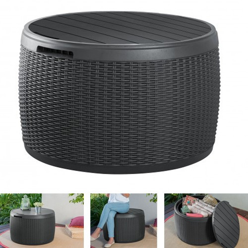 Aufbewahrungsbox Garten
 Aufbewahrungsbox 143 Liter rattan optik anthrazit Terrasse