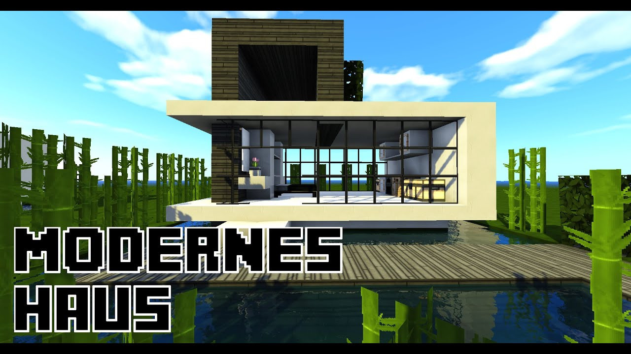 Aufs Haus
 Minecraft modernes Haus auf Wasser bauen 11x9 Tutorial