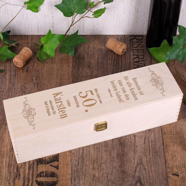 Außergewöhnliche Geschenke Geburtstag
 gravierte Geschenkbox zum Geburtstag Rotwein ist