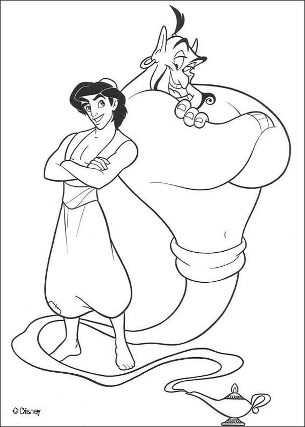 Ausmalbilder Aladdin
 免費卡通著色圖案，自己列印製作小朋友的塗鴉畫本（著色本、畫冊） G T Wang