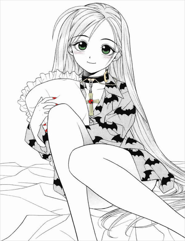 Ausmalbilder Anime Vampire
 8 Anime Girl Coloring Pages PDF JPG AI Illustrator