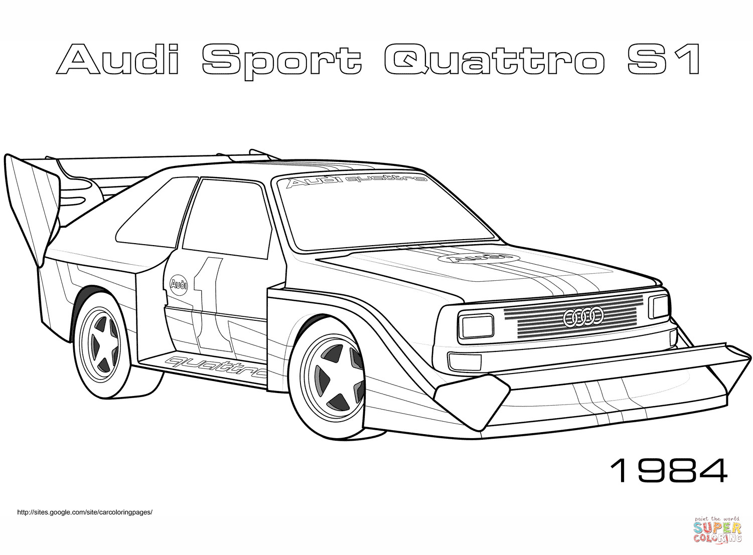 Ausmalbilder Audi
 Kolorowanka 1984 Audi Sport Quattro S1