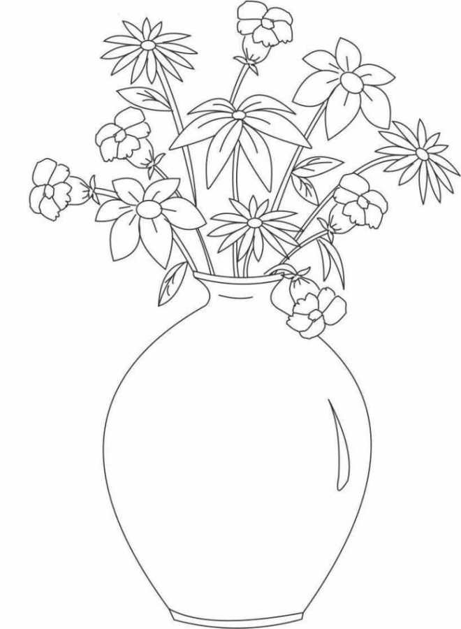 Ausmalbilder Blumenstrauß Mit Vase
 Vorlagen zum Ausdrucken Ausmalbilder Vase mit Blumen