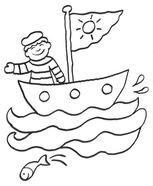 Ausmalbilder Boot
 Kostenlose Malvorlage Vatertag Matrose zum Ausmalen