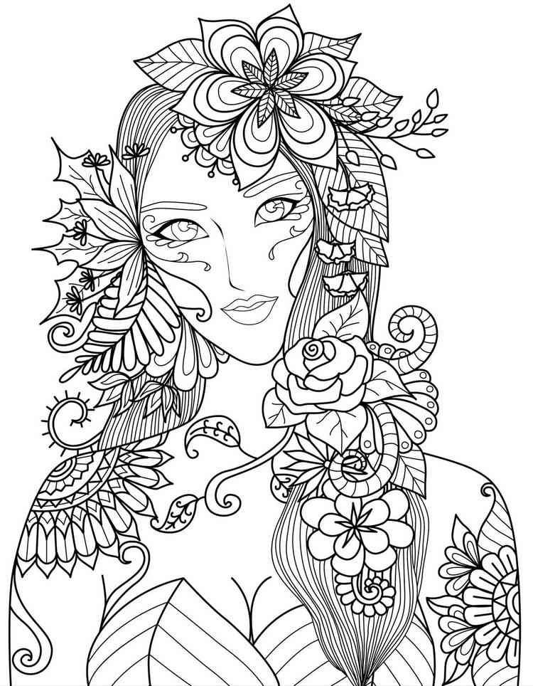 Ausmalbilder Erwachsene Blumen
 Frau mit Blumenmotiven Anime