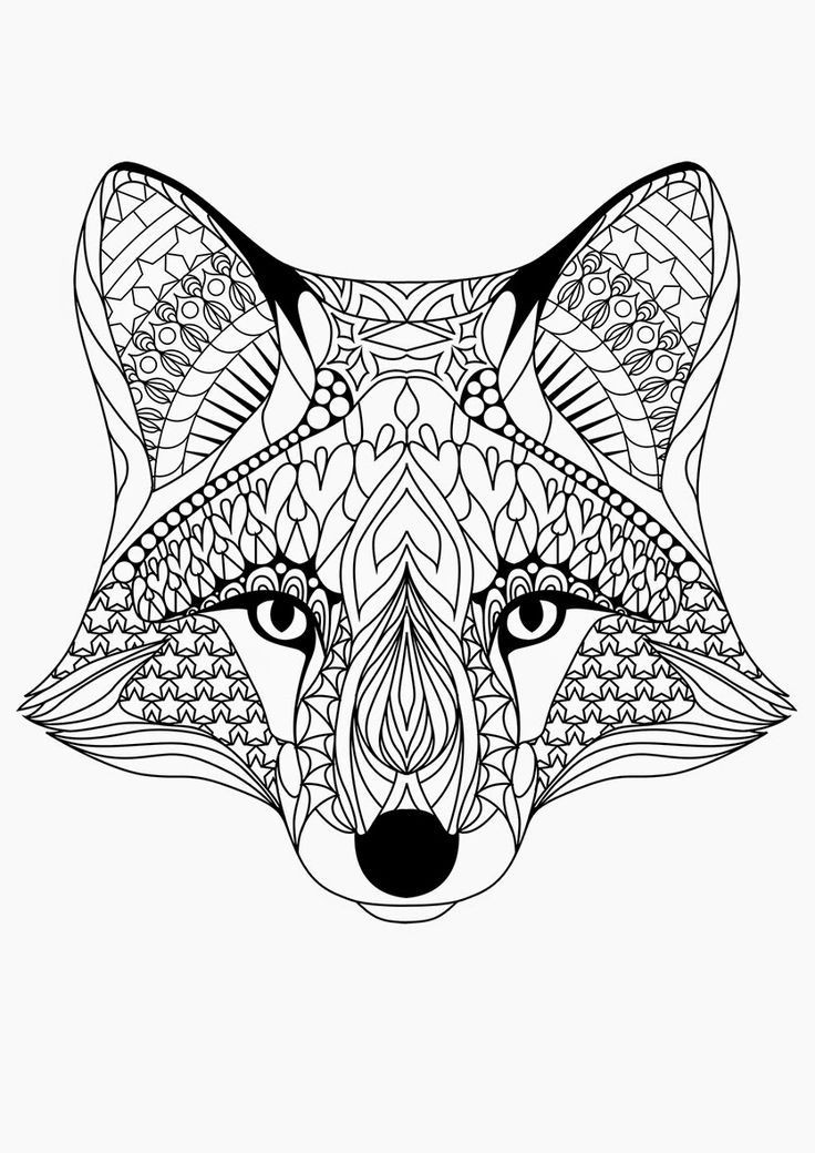 Ausmalbilder Erwachsene Tiere
 American Hippie Art Coloring Pages Fox