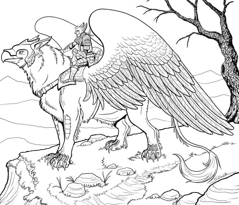 Ausmalbilder Fabelwesen
 Art Therapy coloring page fantastic animals Griffin 4