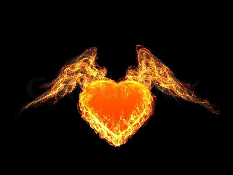 Ausmalbilder Feuer Und Flamme
 Isolierte Herz mit Flügeln in Feuer und Flamme
