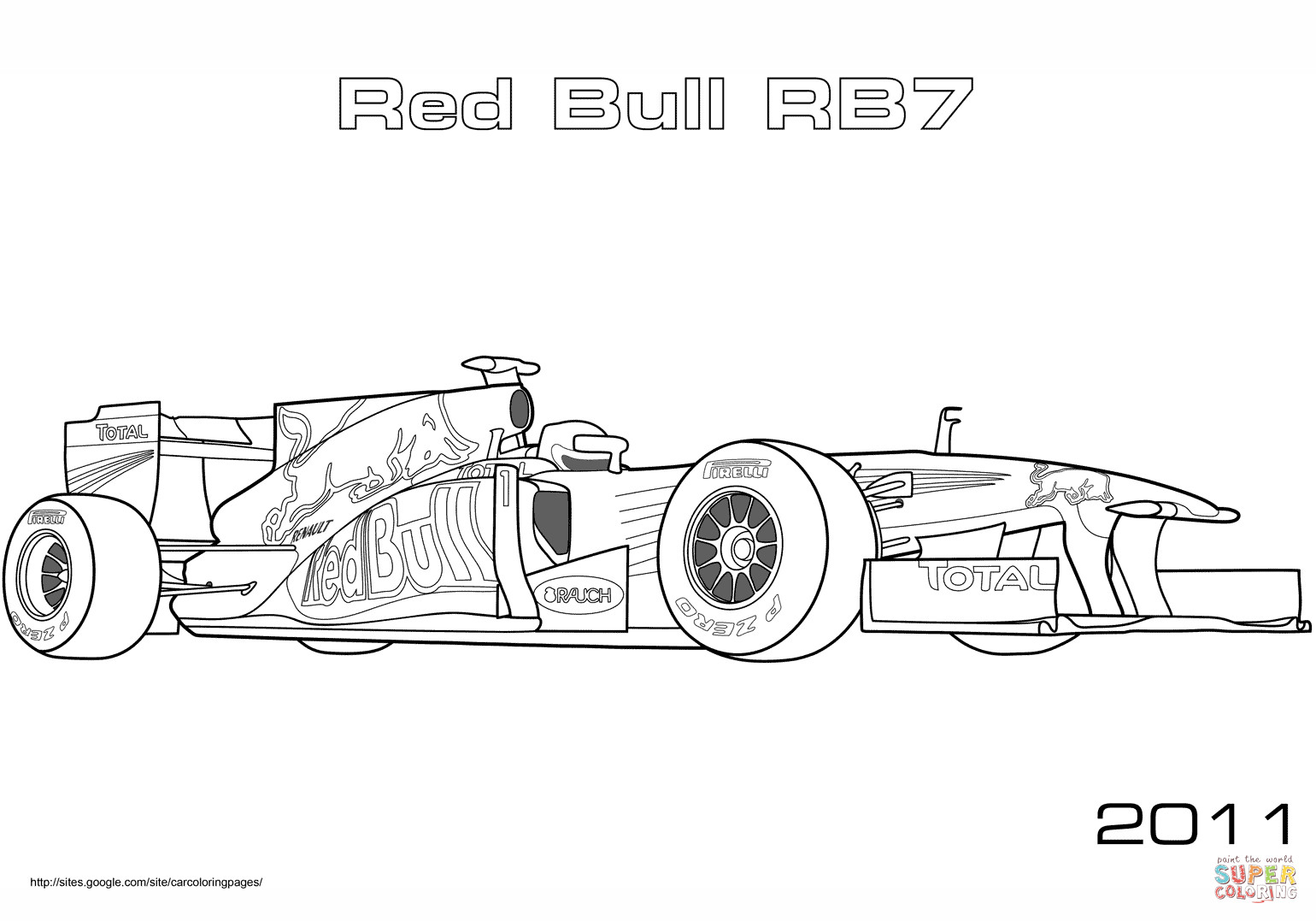 Ausmalbilder Formel 1
 Coloriage Voiture de Formule 1 Red Bull Rb7