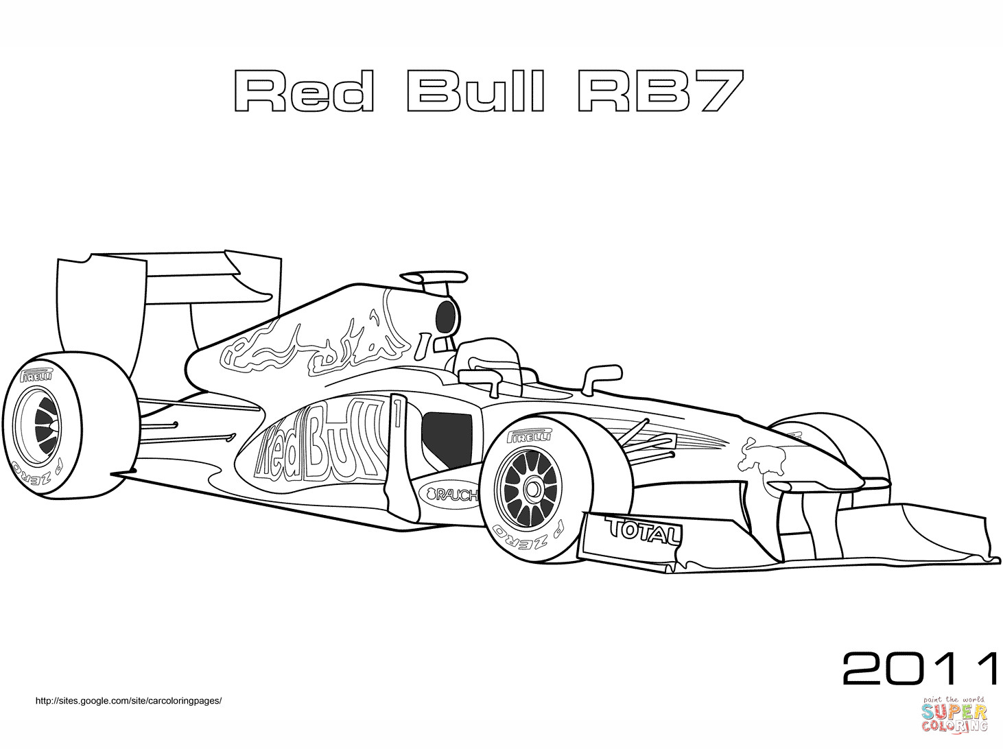 Ausmalbilder Formel 1
 Ausmalbild Red Bull RB7 Formel 1 Auto