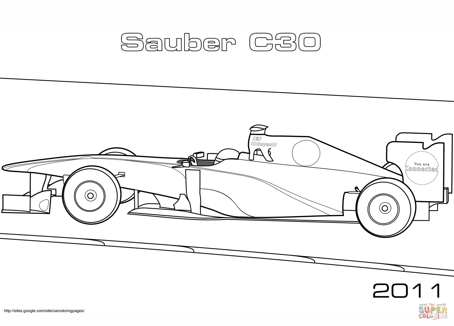 Ausmalbilder Formel 1
 Ausmalbild Sauber C30 Formel 1 Auto