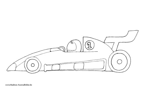 Ausmalbilder Formel 1
 Rennauto mit Rennfahrer Nadines Ausmalbilder