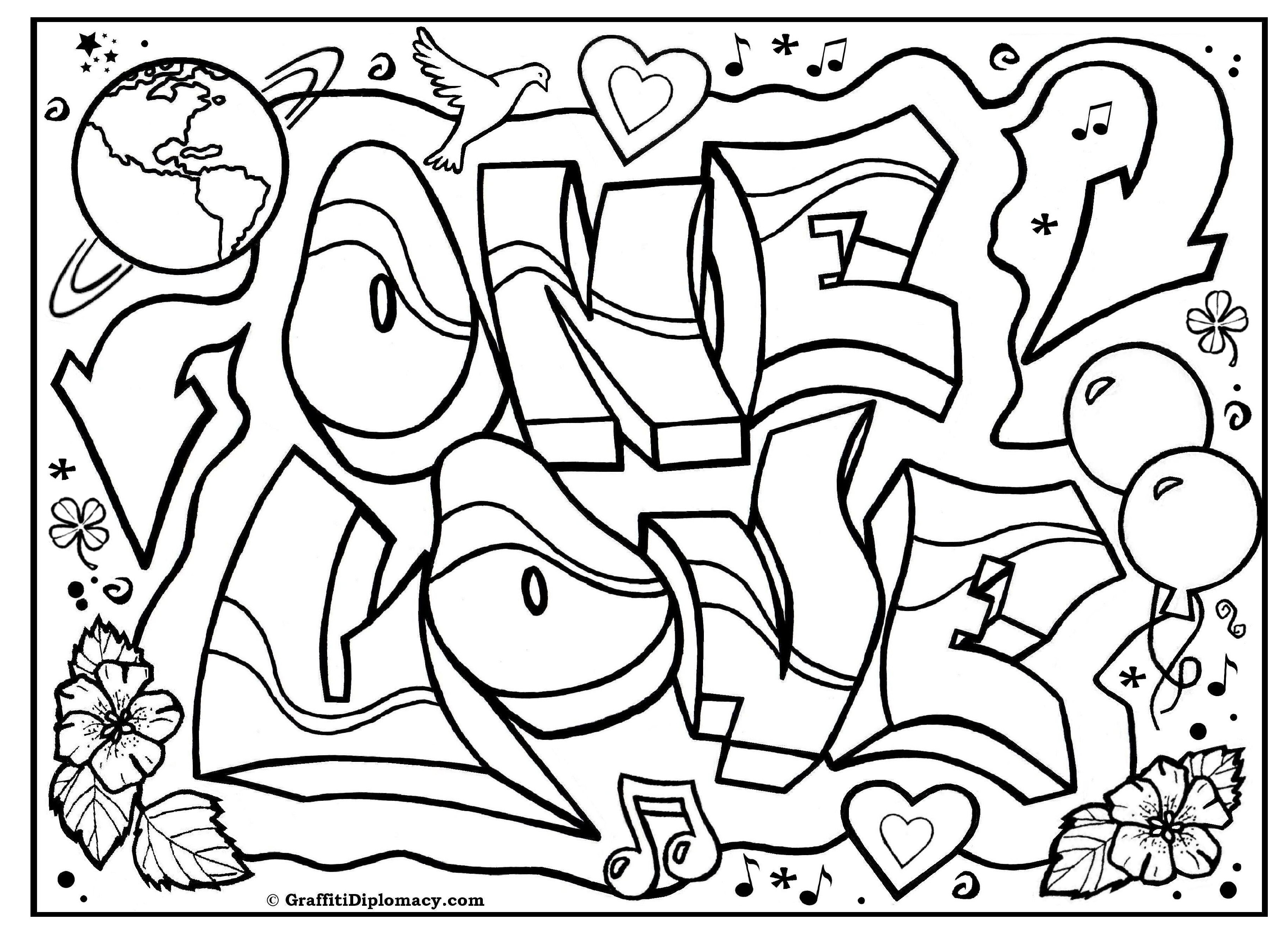 Ausmalbilder Graffiti Love
 OMG Another Graffiti Coloring Book of Room Signs Learn