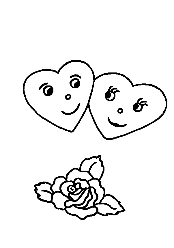 Ausmalbilder Herzen Und Rosen
 Zwei Herzen Rose Ausmalbild & Malvorlage Liebe