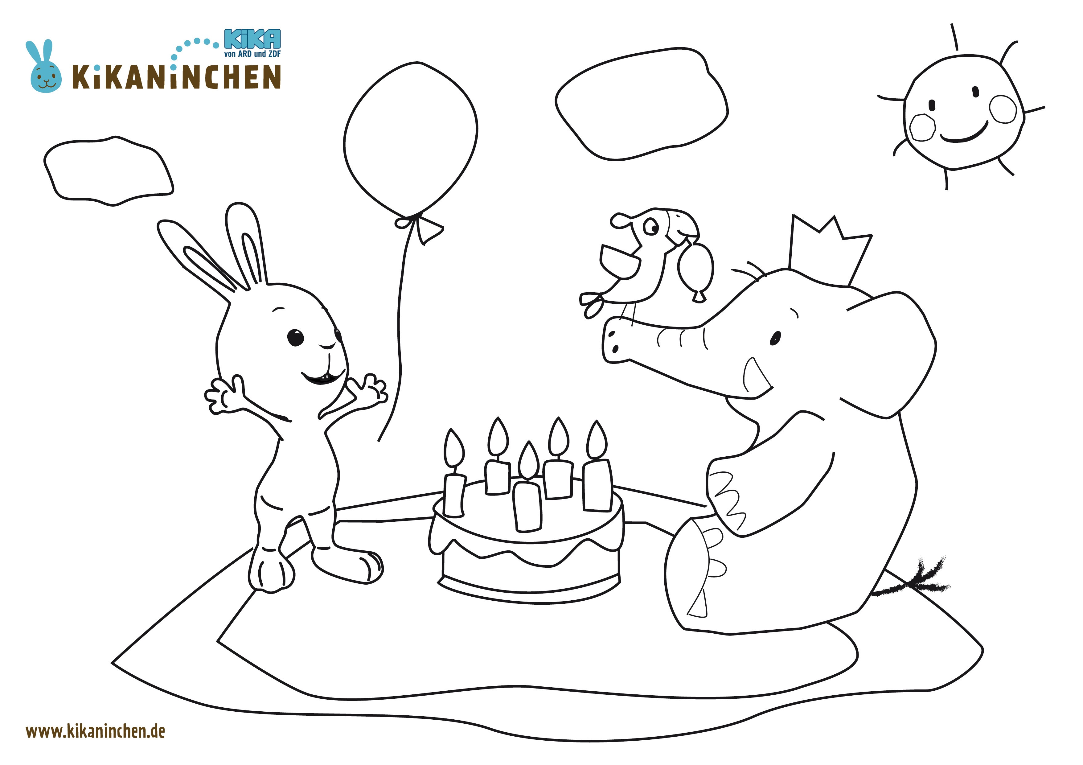 Ausmalbilder Kikaninchen
 KiKANiNCHEN – Ausmalbilder Kikaninchen Geburtstag