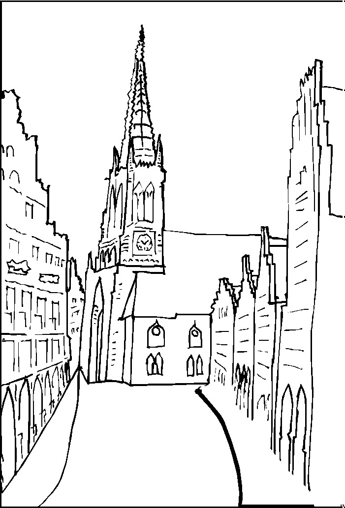 Ausmalbilder Kirche
 Kirche In Einer Altstadt Ausmalbild & Malvorlage Religion