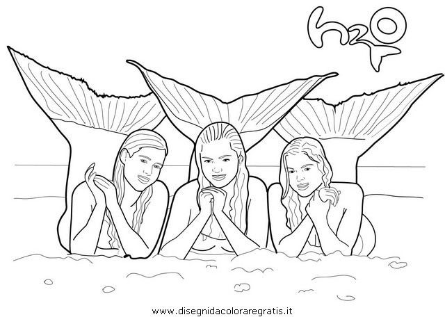 Ausmalbilder Meerjungfrau H2O
 line drawings online H2O Mermaid Coloring Pages New at