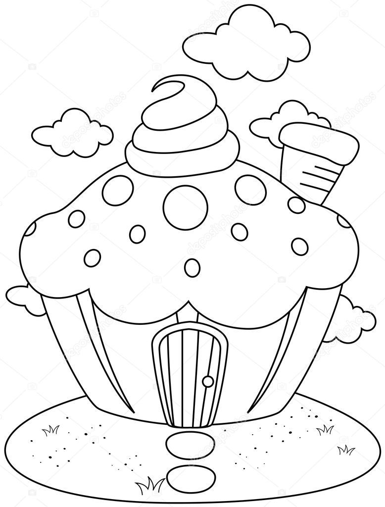 Ausmalbilder Muffin
 Ligne art cupcake maison — graphie lenmdp ©