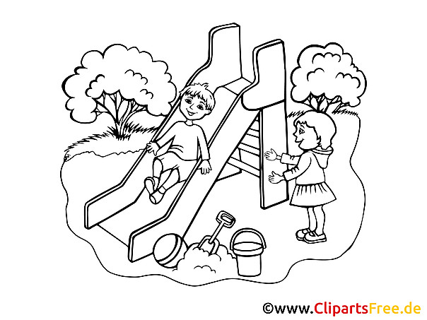 Ausmalbilder Spielplatz
 Spielplatz Bild Clipart Illustration Schwarz Wei Zum