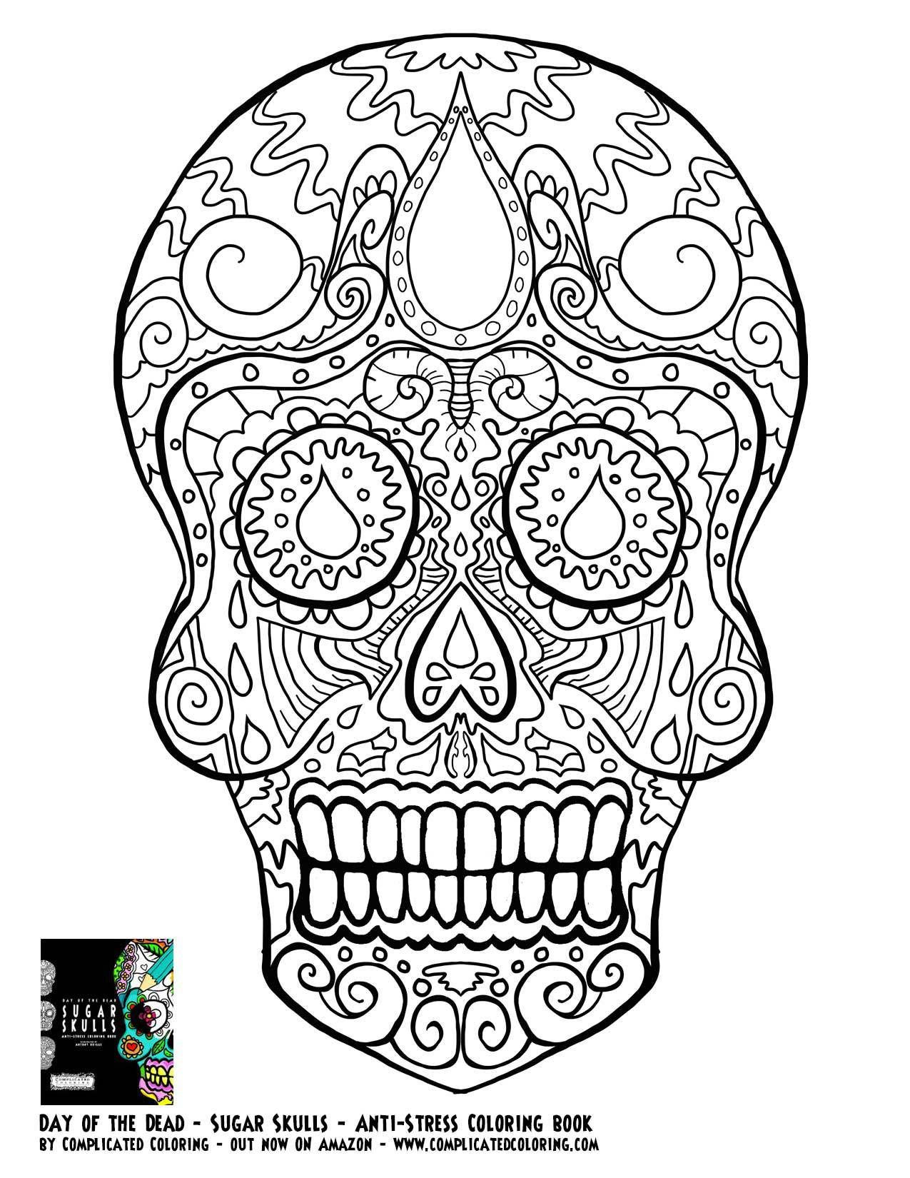 Ausmalbilder Totenköpfe
 Day of the Dead dia de los muertos Sugar Skull Coloring