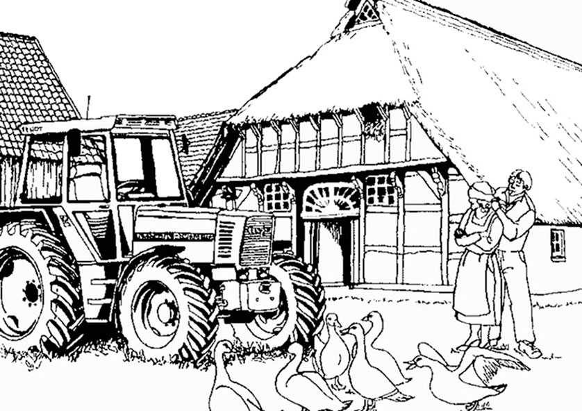 Ausmalbilder Traktoren
 Bauernhof 1