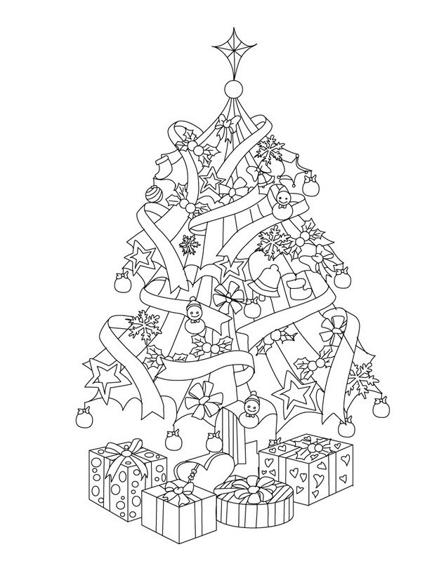 Ausmalbilder Weihnachtsbaum Mit Geschenken
 Dibujos de Árboles de Navidad para colorear e imprimir