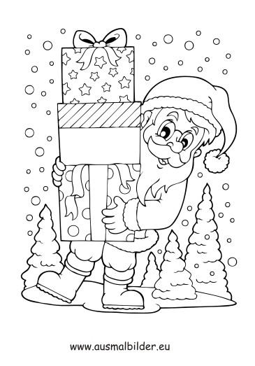 Ausmalbilder Weihnachtsbaum Mit Geschenken
 Ausmalbilder Weihnachtsmann im Schnee mit Geschenken