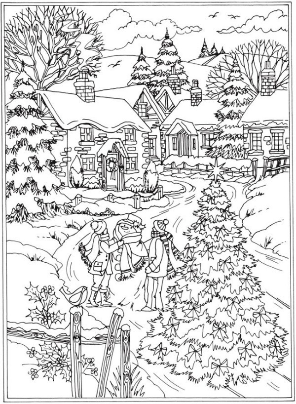 Ausmalbilder Winterlandschaft
 35 weihnachtliche Ausmalbilder für Erwachsene zum
