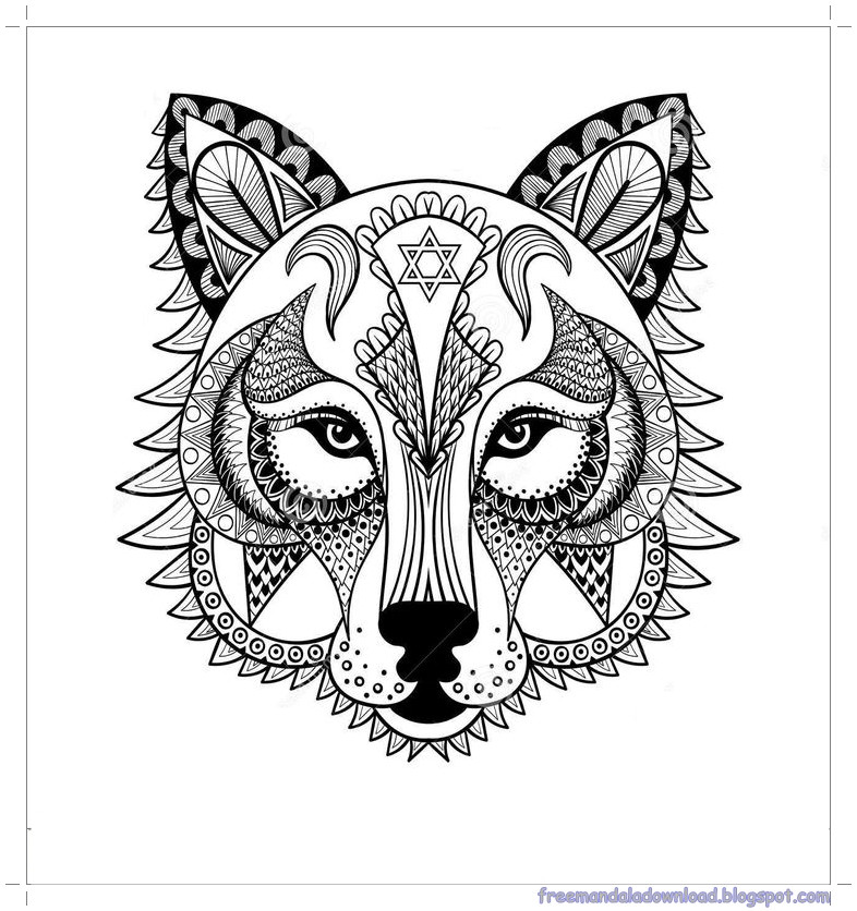 Ausmalbilder Wolf Kopf
 Malvorlagen Wolf Mandala hohe Qualität Wolf mandala