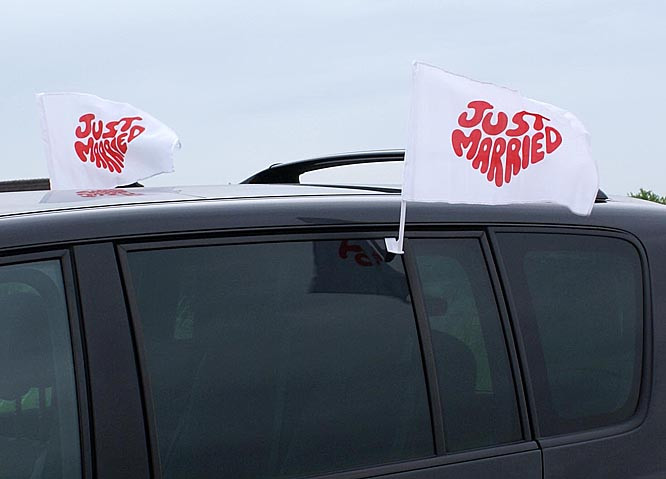 Autofahnen Hochzeit
 2 Autofahnen Just married Autoflaggen zur Hochzeit