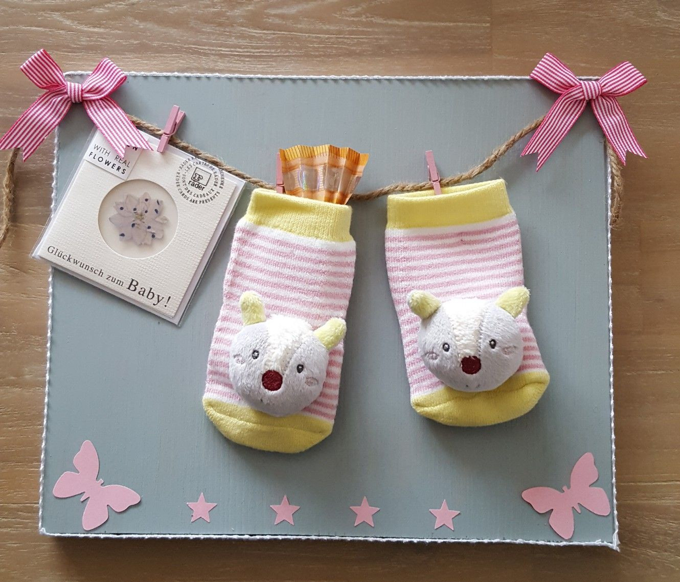 Baby Geschenke Mädchen
 Sparstrumpf Geldgeschenk zur Geburt Taufe Baby Mädchen