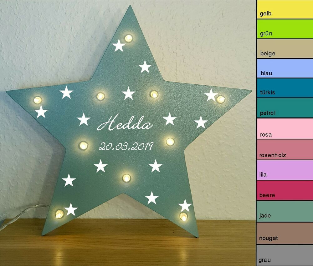 Baby Geschenke Personalisiert
 Schlummerlicht kl Sterne Lampe Geschenk Baby Geburt Taufe