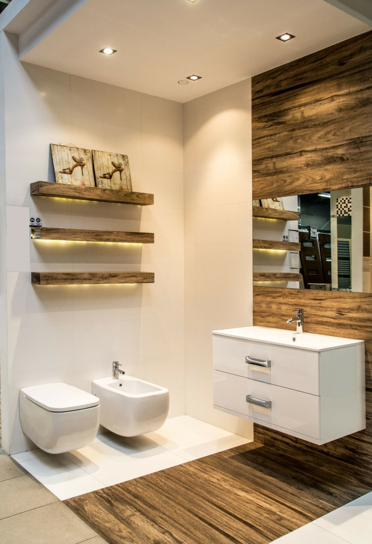 Bad Ideen
 Carrelage salle de bain imitation bois – 34 idées modernes