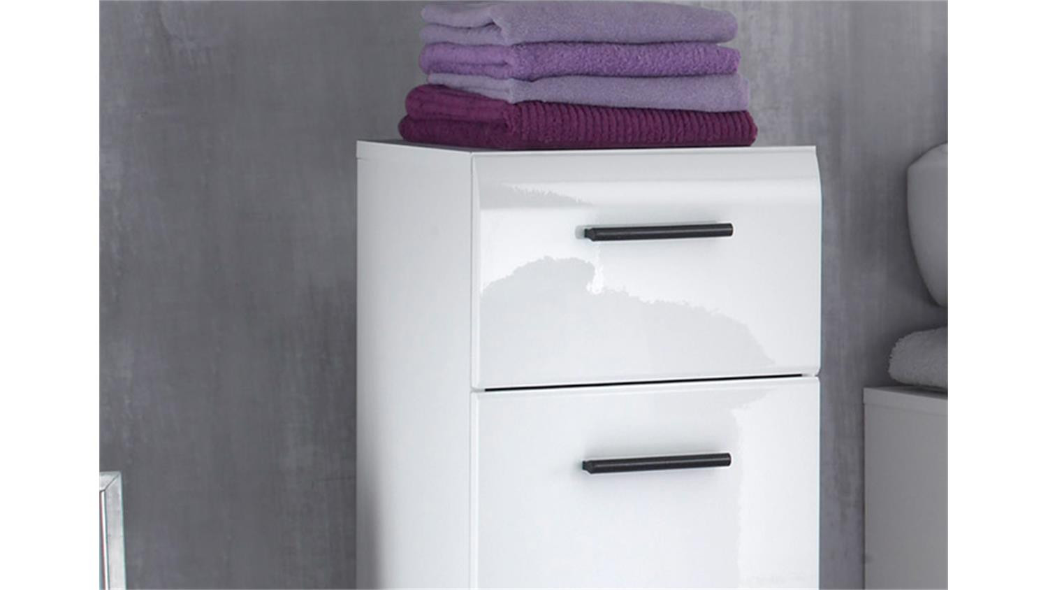 Bad Kommode
 Bad Kommode SKIN Front weiß hochglanz 1 türig 1 Schubkasten