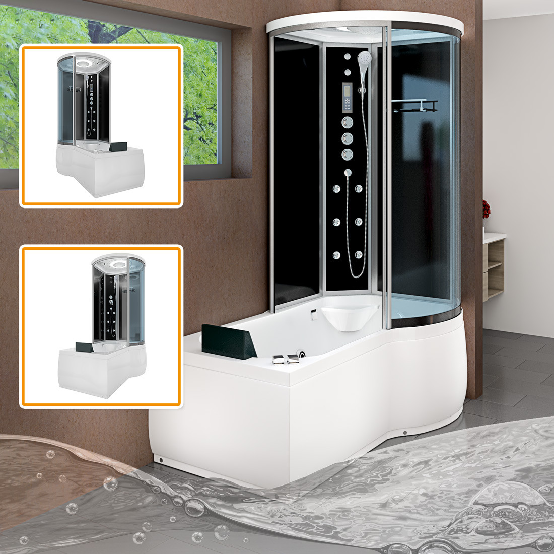 Badewanne Dusche
 AcquaVapore DTP8055 SW Whirlpool Badewanne Dusche