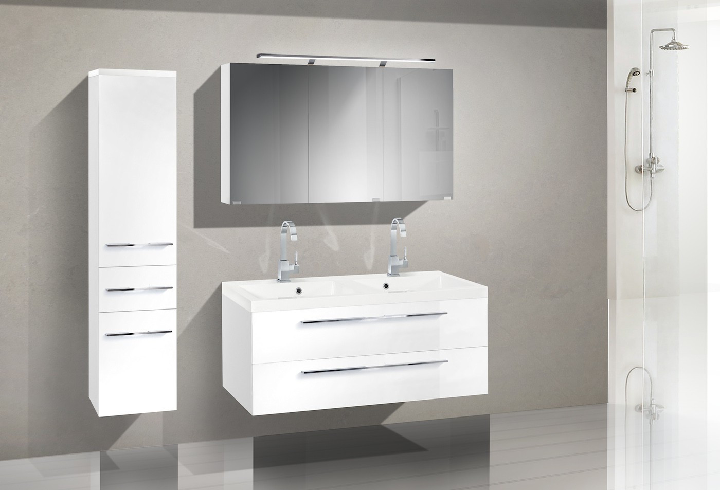 Badezimmer Möbel
 Badezimmermöbel Set mit Waschbecken und Spiegelschank 120