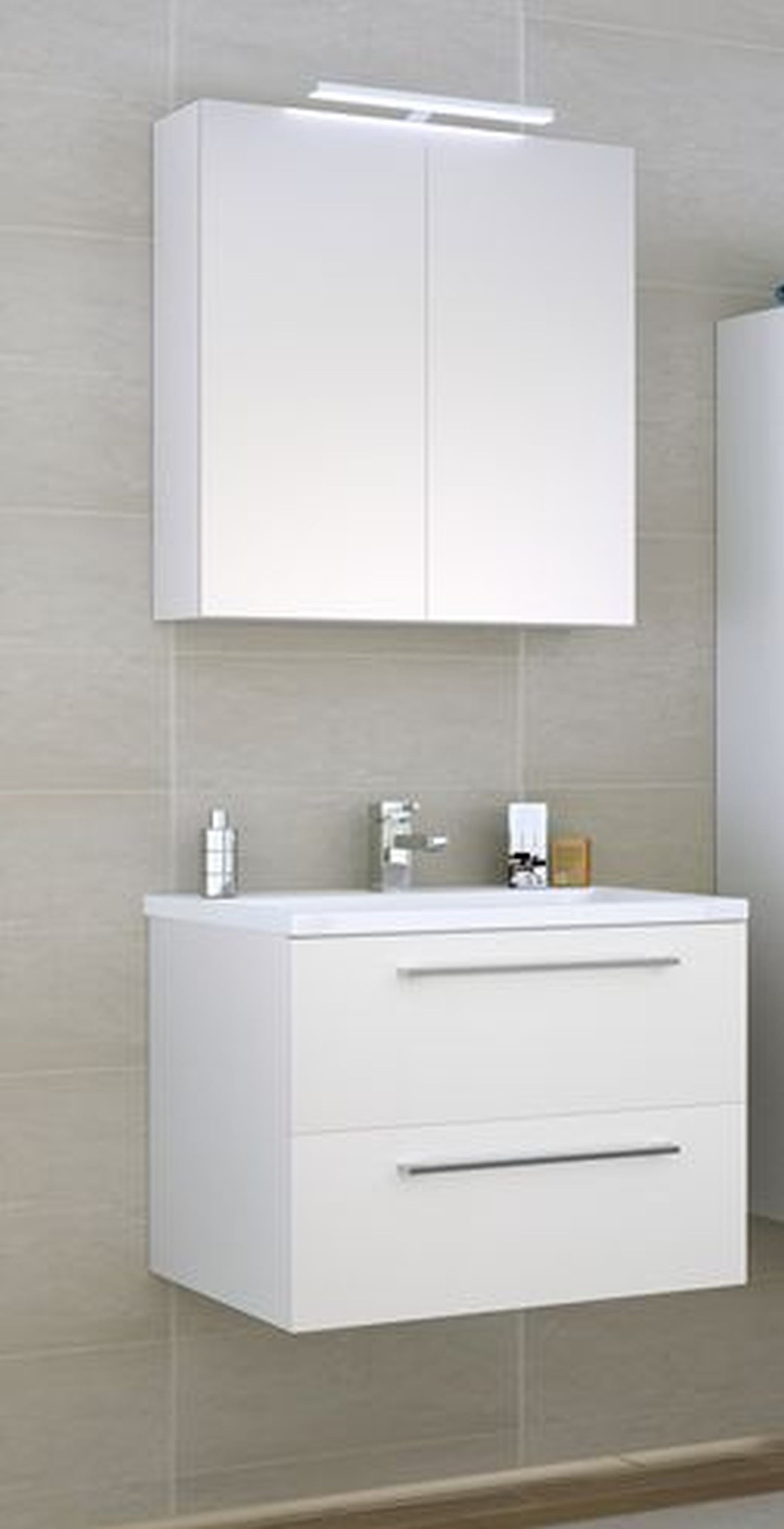 Badezimmer Set
 Badezimmer Set Scandic 60cm weiß glänzend Badezimmer