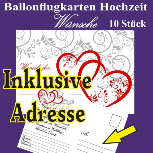 Ballonflugkarten Hochzeit
 Ballonsupermarkt lineshop Ballonflugkarten Hochzeit