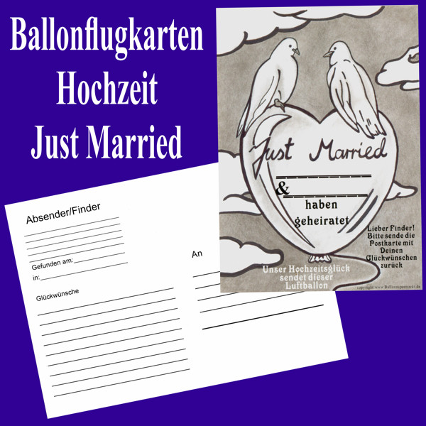 Ballonflugkarten Hochzeit
 Ballonflugkarten Hochzeit Just Married Hochzeitstauben