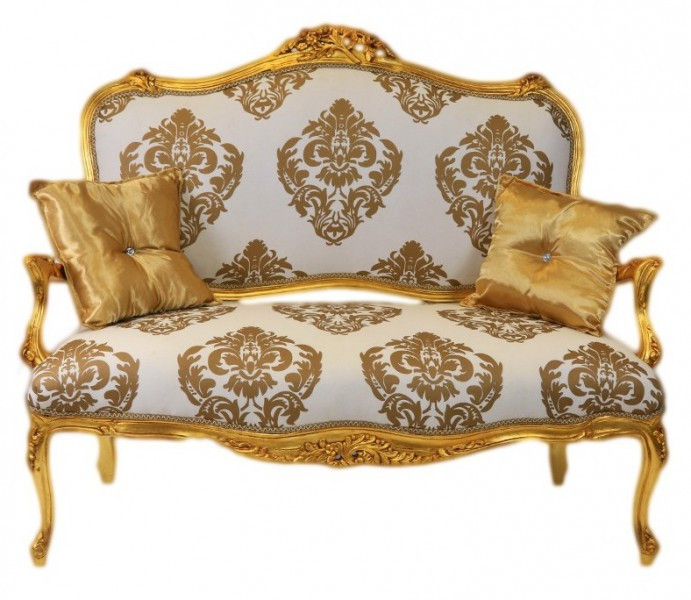 Barock Sofa
 Casa Padrino Baroque sofa White Gold Pattern Gold