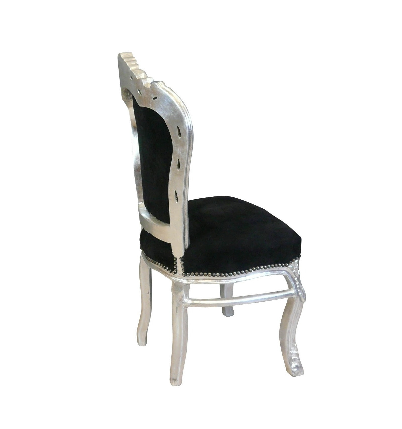 Barock Stuhl
 Barock Stuhl in schwarzem Samt und Silber Holz