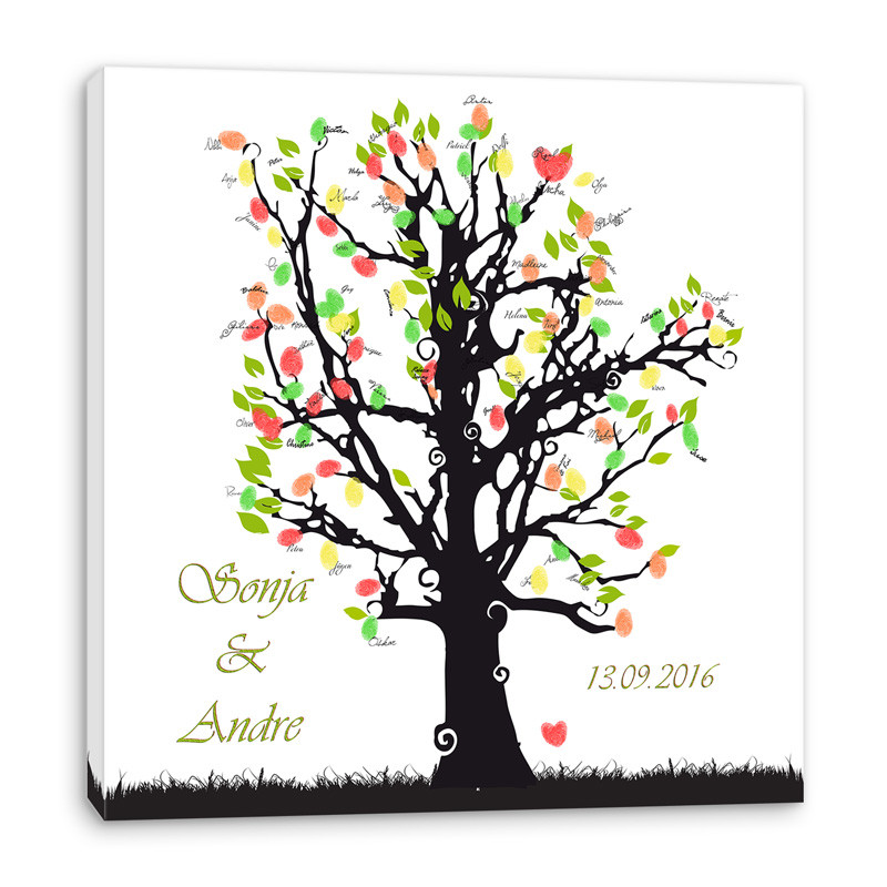 Baum Fingerabdruck Hochzeit
 Fingerabdruck Baum auf Leinwand ♥ Hochzeitsspiel